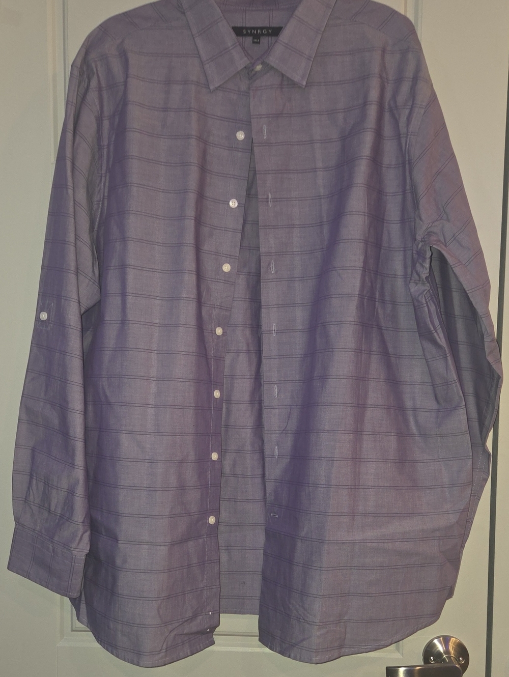 Synrgy Purple Plaid Men's Dress Shirt